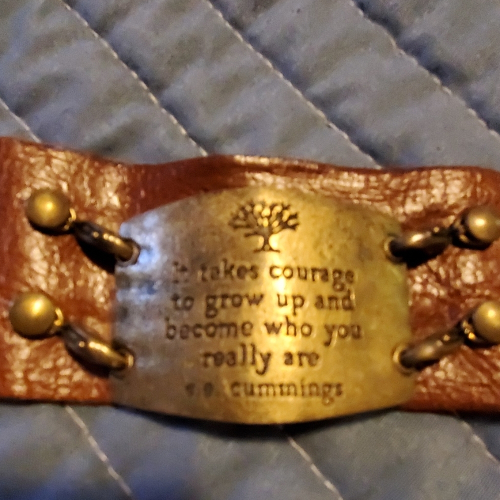 Brown Leather Inspirational Bracelet